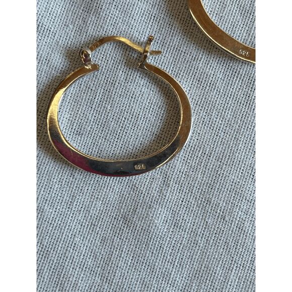 Silver Oval Hoop 1 Inch Earrings, Stamped "926," Classic, Minimalist - Picture 3 of 6